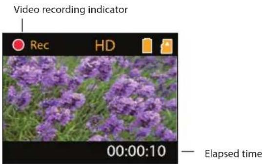 Video recording indicator Rec HD 00:00:10 — Elapsed time
