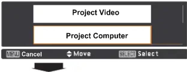 Project Video Project Computer MENU Cancel Move SELECT Select