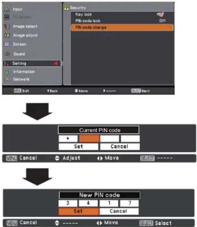 SANYO PLC-XK2200 - Change the PIN code - 2