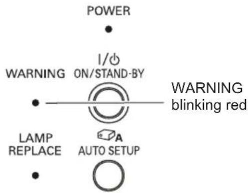 POWER WARNING ON/STAND-BY LAMP REPLACE AUTO SETUP I/O WARNING blinking red