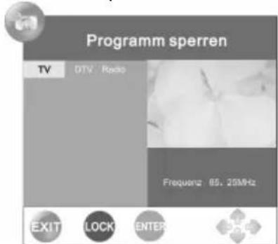 Programm sperren TV DTV Radio Frequenz 65, 25MHz EXIT LOCK ENTERS