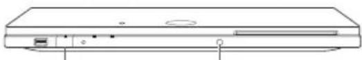 Line drawing of a rectangular electronic device with a small screen and ports (no text or symbols)