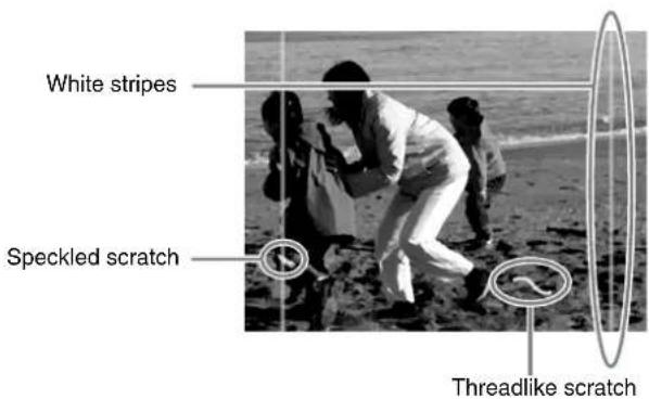 White stripes Speckled scratch Threadlike scratch