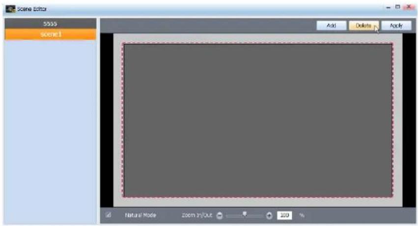 Scene Editor 5555 scene1 Add Delete Apply Natural Mode Zoom 3y/Out 100 %