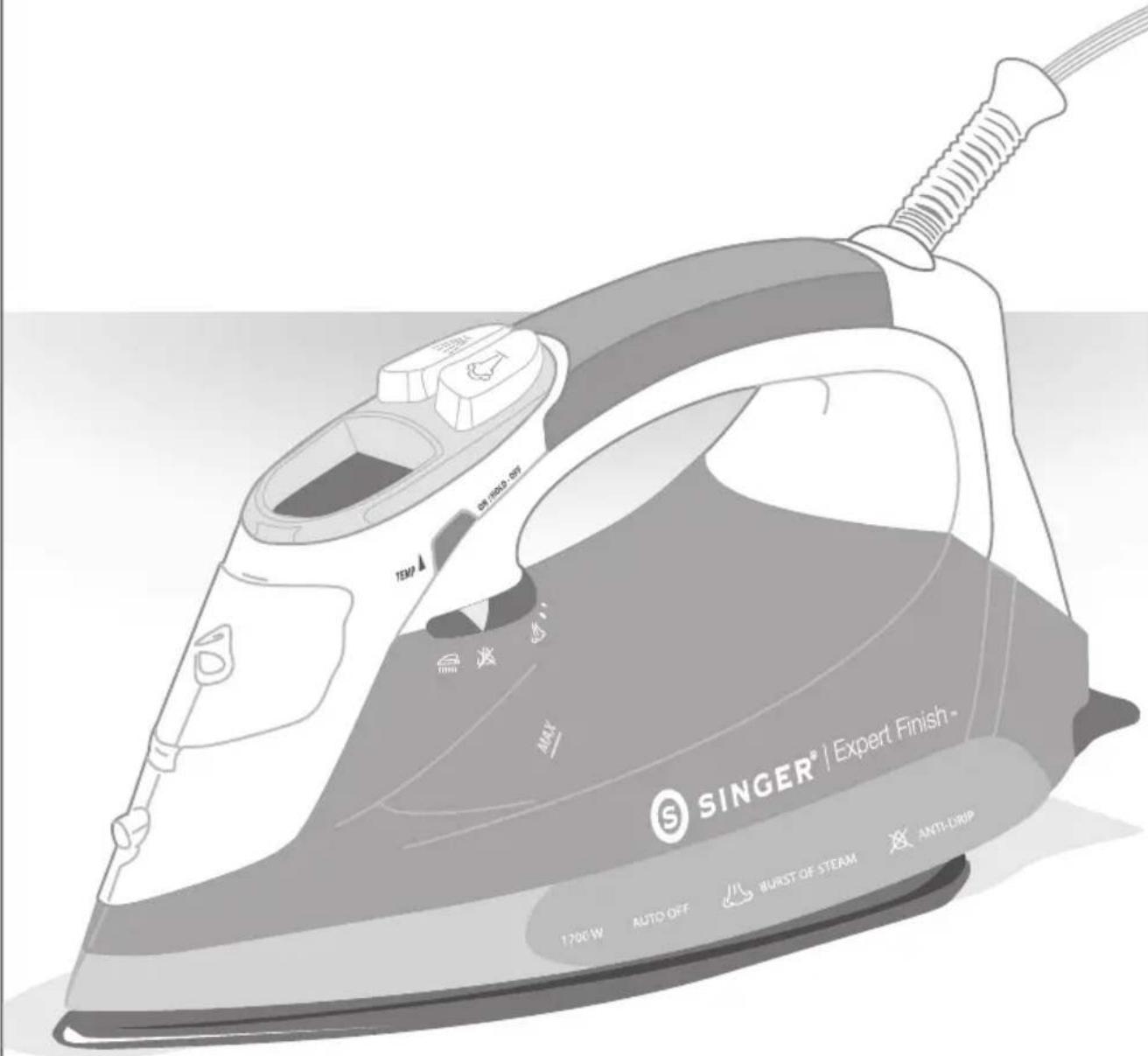 SINGER® | Expert Finish - 1200 W AUTO OFF BURST OF STEAM ANTI-DRIP TEMP BRINCH ON SINGER® | Expert Finish -