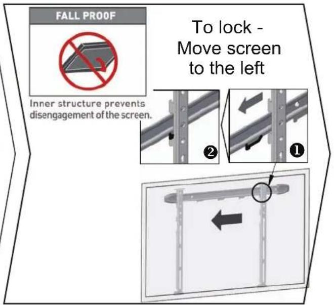 FALL PROOF Inner structure prevents disengagement of the screen. To lock - Move screen to the left