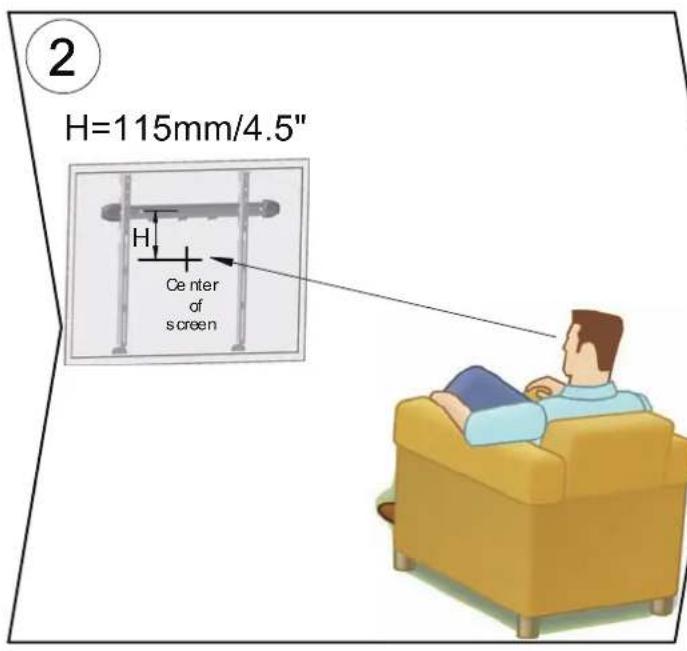 2 H=115mm/4.5" H Center of screen
