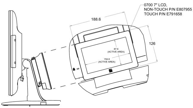 0700 7" LCD, NON-TOUCH P/N E807955 TOUCH P/N E791658 188.6 87.6 (ACTIVE AREA) 154.6 (ACTIVE AREA) 126