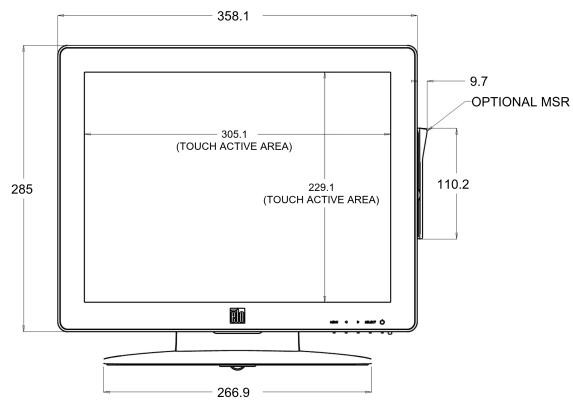 358.1 305.1 (TOUCH ACTIVE AREA) 229.1 (TOUCH ACTIVE AREA) 285 9.7 OPTIONAL MSR 110.2 266.9