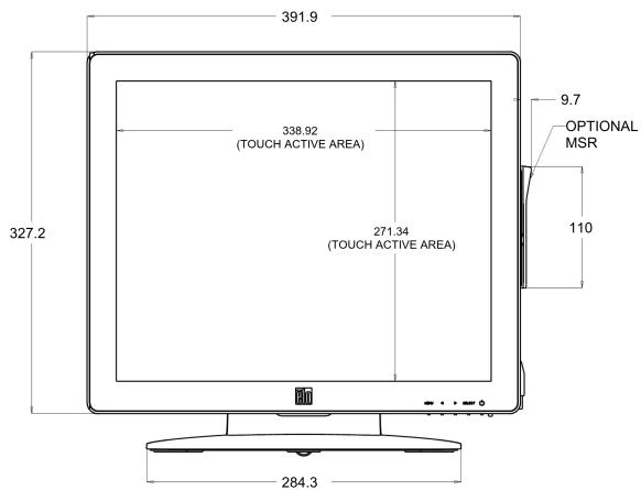 391.9 338.92 (TOUCH ACTIVE AREA) 271.34 (TOUCH ACTIVE AREA) 327.2 9.7 OPTIONAL MSR 110 284.3