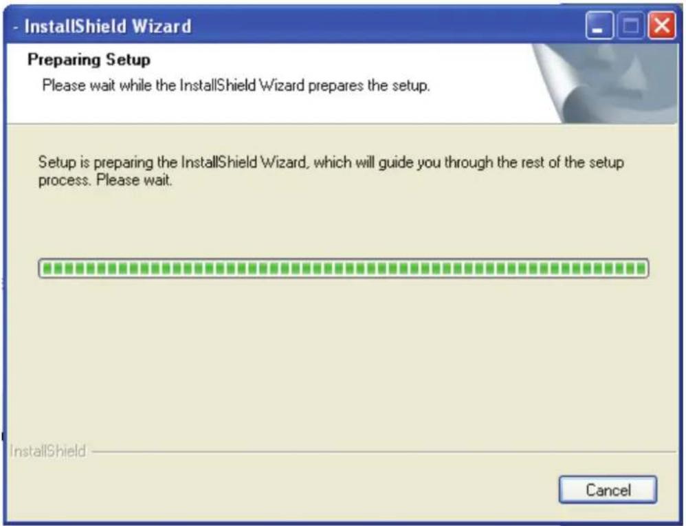 InstallShield Wizard Preparing Setup Please wait while the InstallShield Wizard prepares the setup. Setup is preparing the InstallShield Wizard, which will guide you through the rest of the setup process. Please wait. InstallShield Cancel