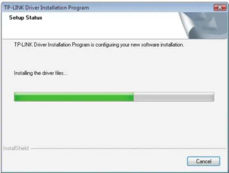 TP-LINK Driver Installation Program Setup Status TP-LINK Driver Installation Program is configuring your new software installation. Installing the driver files... InstallShield Cancel