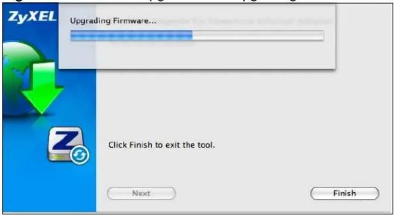 ZyXEL Upgrading Firmware... Click Finish to exit the tool. Next Finish