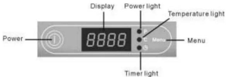 Display Power light Temperature light Power 8888 Menu Menu Timer light