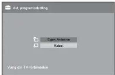 Aut. programindstilling Eigen Antenna Kabel Vang din TV-terbindelse