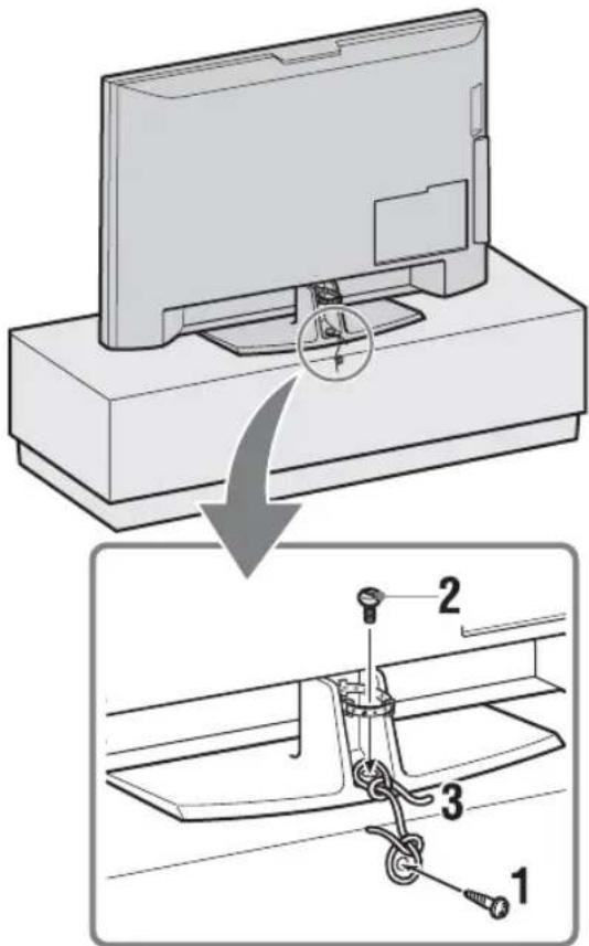 Diagram illustrating cable installation steps with labeled components: cable attachment, cable knotting, and cable assembly.