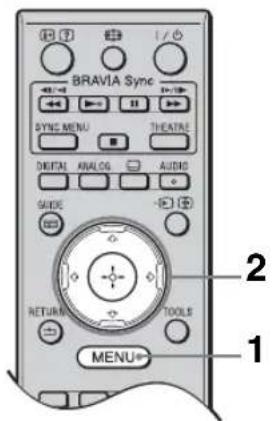 BRAVIA Sync SYNC MENU THEATRAE DIGITAL ANALOG AUDIO GUIDE RETURN TOOLS MENU 1 2