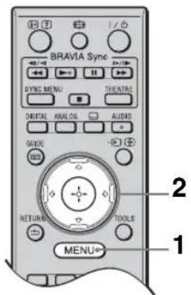 BRAVIA Sync SYNC MENU THEATRL DIGITAL ANALOG AUDIO GUIDE RETURN TOOLS MENU 1 2