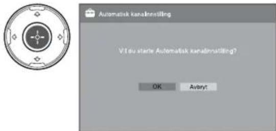 Automatisk kanalinnstilling V.I du starte Automatisk kanalinnstilling? OK Avbryt