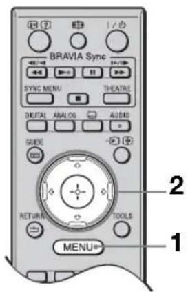 BRAVIA Sync SYNC MENU THEATRE DIGITAL ANALOG AUDIO GUIDE RETURN TOOLS MENU 1 2