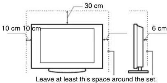 10 cm 10 cm 30 cm 6 cm Leave at least this space around the set.