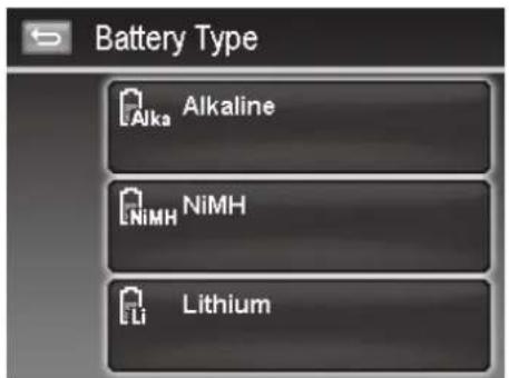 Battery Type Alka Alkaline NiMH NiMH Li Lithium