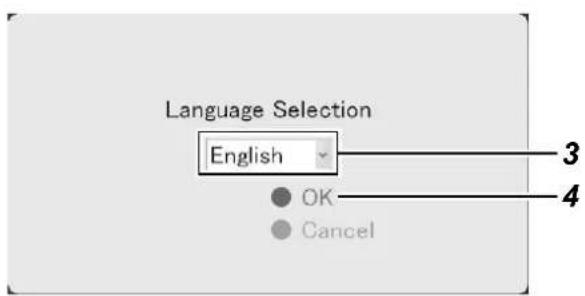 Language Selection English OK Cancel 3 4