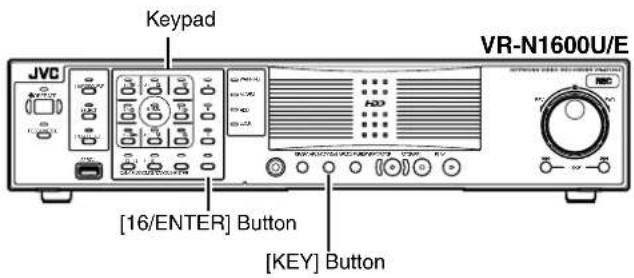 Keypad JVC [16/ENTER] Button [KEY] Button VR-N1600U/E