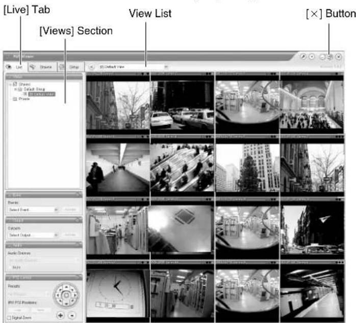 [Live] Tab [Views] Section View List [×] Button