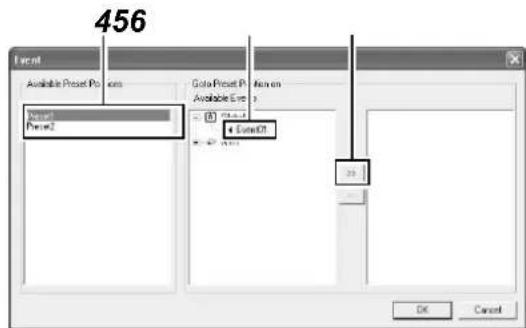 456 Event1 Available Preset Position Event1 Present2 Data Preset P Available Event - 0 + 0 - 0 Cate27 OK Cancel