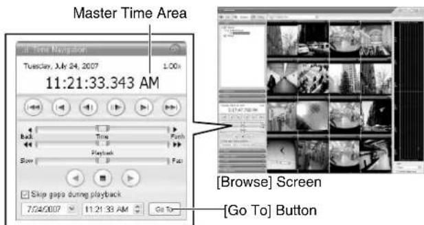 Master Time Area 11:21:33.343 AM [Browse] Screen [Go To] Button