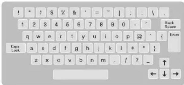 ! * # $ % & ' = ~ | : : \ . 1 2 3 4 5 6 7 8 9 0 - ^ q w e r t y u i o p @ ` } Enter Capx a s d f g h j k l + * } z x c v b n m . / ? _ ↑ ← ↓ →