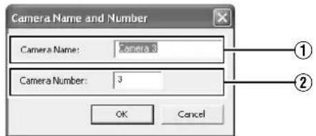 Camera Name and Number Camera Name: Camera 3 Camera Number: 3 OK Cancel
