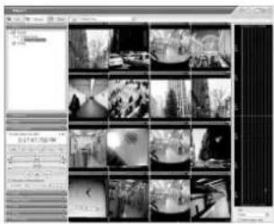 Screenshot of a video editing interface displaying multiple grayscale landscape thumbnails with Chinese text labels.