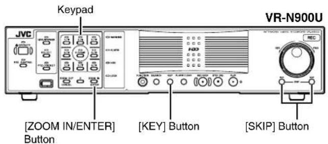Keypad JVC VR-N900U [ZOOM IN/ENTER] Button [KEY] Button [SKIP] Button