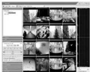 Screenshot of a video editing interface displaying a grid of black-and-white photo thumbnails with Chinese text labels.