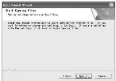 InstallShield Wizard Start Covering Files Revise settings before covers files. Setup has enough information to start covering the program files. If you want to review or change any settings, click Back. If you are satisfied with the settings, click Next to begin covering files. Next Call < Back Next > Cancel