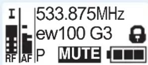 SENNHEISER EW 100 ENG G3-G - Contents of the display Selectable standard display - 1