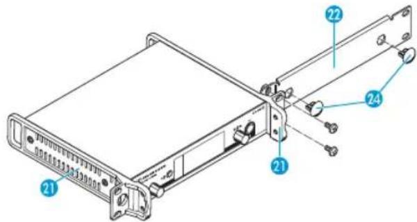 Technical diagram of a server rack with numbered components labeled 21, 22, and 24