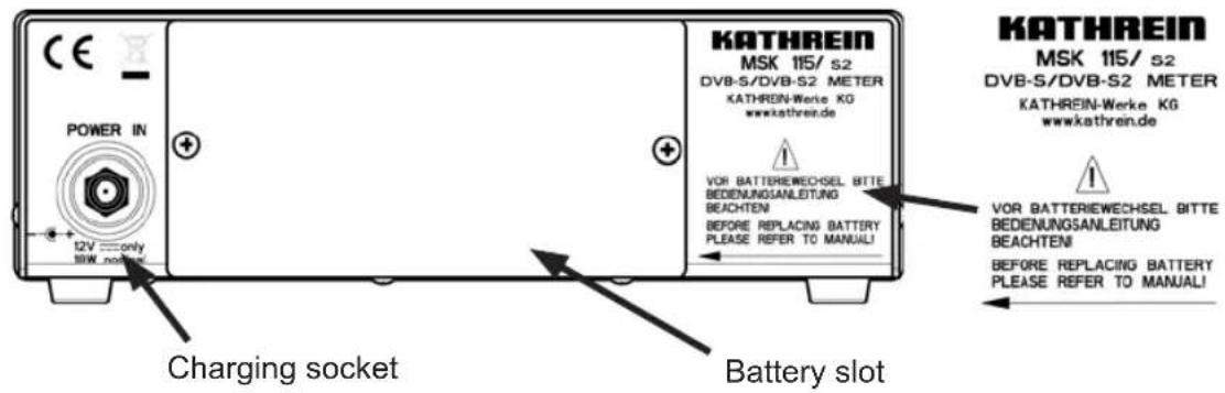 CE POWER IN 12V === only BHW no. KATHREIN MSK 115/ S2 DVB-S/DVB-S2 METER KATHREIN-Werke KG www.kathrein.de VOR BATTERIEWECHSEL BITTE BEDENUNGSANLEITUNG BEACHTEN BEFORE REPLACING BATTERY PLEASE REFER TO MANUAL! Battery slot KATHREIN MSK 115/ S2 DVB-S/DVB-S2 METER KATHREIN-Werke KG www.kathrein.de VOR…