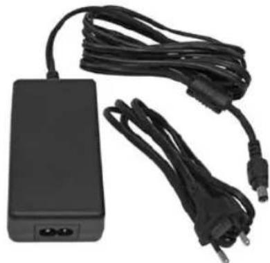 Black rectangular electronic charger with multiple black cables and two terminal connectors (no visible text or symbols)