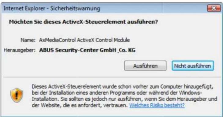 ABUS TVIP10005B - Installing the ActiveX plug-in - 1