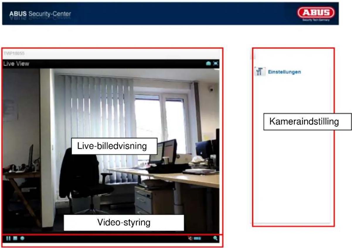 ABUS Security-Center Vite Setup/China TVP10055 Live View Live-billedvisning Video-styring Einstellungen Kameraindstilling
