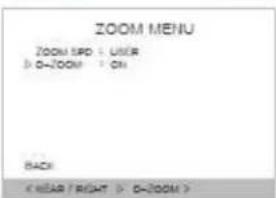 ZOOM MENU ZOOM SPD : USER > 0~ZOOM : ON BACK (NEAR / RIGHT > 0~ZOOM)