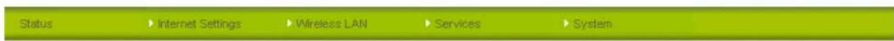 Status ► Internet Settings ► Wireless LAN ► Services ► System