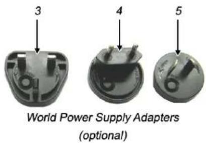 3 4 5 World Power Supply Adapters (optional)