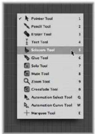 Pointer Tool Pencil Tool Eraser Tool Text Tool Scissors Tool Glue Tool Solo Tool Mute Tool Zoom Tool Creacfada Tool Automation Select Tool Automation Curve Tool Marquee Tool