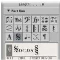Length: 0 ▼ Part Box □□□ □□ □fp ×○○▽ < □▽ □|||∞ A %S %-×T SDCDS TEXT LYRC CHORD REGION