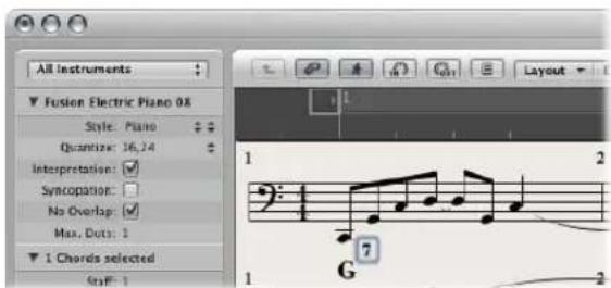 All Instruments Fusion Electric Piano 08 Style: Piano Quantize: 16,24 Interpretation: Syncopation: No Overlap: Max. Dots: 1 1 Chords selected Step 1 1 2 7 G