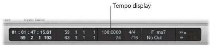 Tempo display 01 : 01 : 47 : 15.61 59 1 1 1 130.0000 4/4 F ma7 LPS 59 2 1 193 63 1 1 1 74 /16 No Out